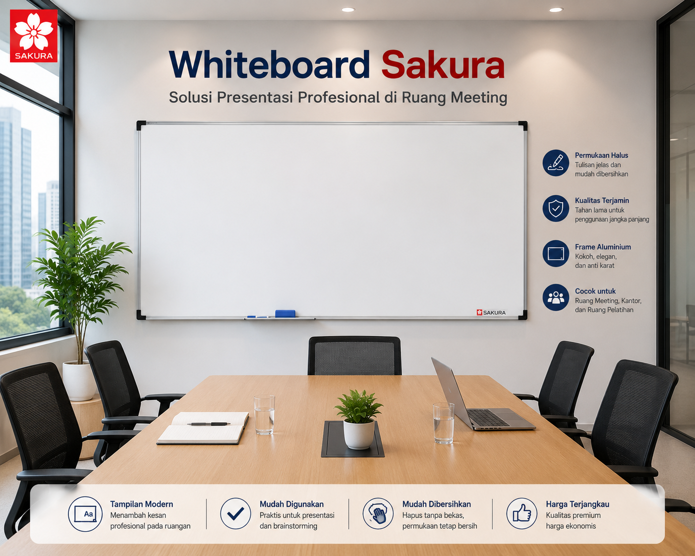 Whiteboard Sakura di Ruang Meeting